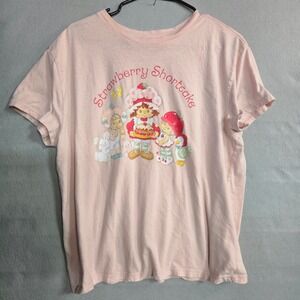 Strawberry Shortcake Graphic T-Shirt Light Pink Cotton Tee Women's 2X